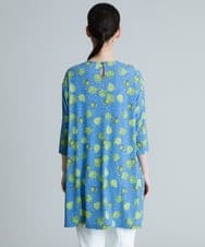 RHPHT42520 HIROKO KOSHINO(ヒロココシノ) 【洗える/日本製】アシンメトリーヘム小付き柄チュニック ブルー