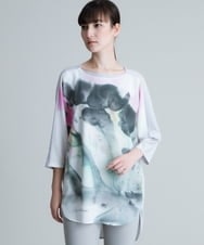 RHPHT46450 HIROKO KOSHINO(ヒロココシノ) 【洗える/日本製】墨絵プリントチュニックTシャツ ピンク