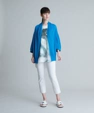 RHPHT46450 HIROKO KOSHINO(ヒロココシノ) 【洗える/日本製】墨絵プリントチュニックTシャツ ライトイエロー