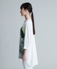 RHPHT46450 HIROKO KOSHINO(ヒロココシノ) 【洗える/日本製】墨絵プリントチュニックTシャツ ライトイエロー