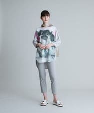 RHPHT46450 HIROKO KOSHINO(ヒロココシノ) 【洗える/日本製】墨絵プリントチュニックTシャツ ライトイエロー