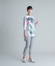 RHPHT46450 HIROKO KOSHINO(ヒロココシノ) 【洗える/日本製】墨絵プリントチュニックTシャツ ライトイエロー