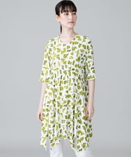 RHPHW30450 HIROKO KOSHINO(ヒロココシノ) コレクションデザインプリントチュニック /日本製/洗える ホワイト