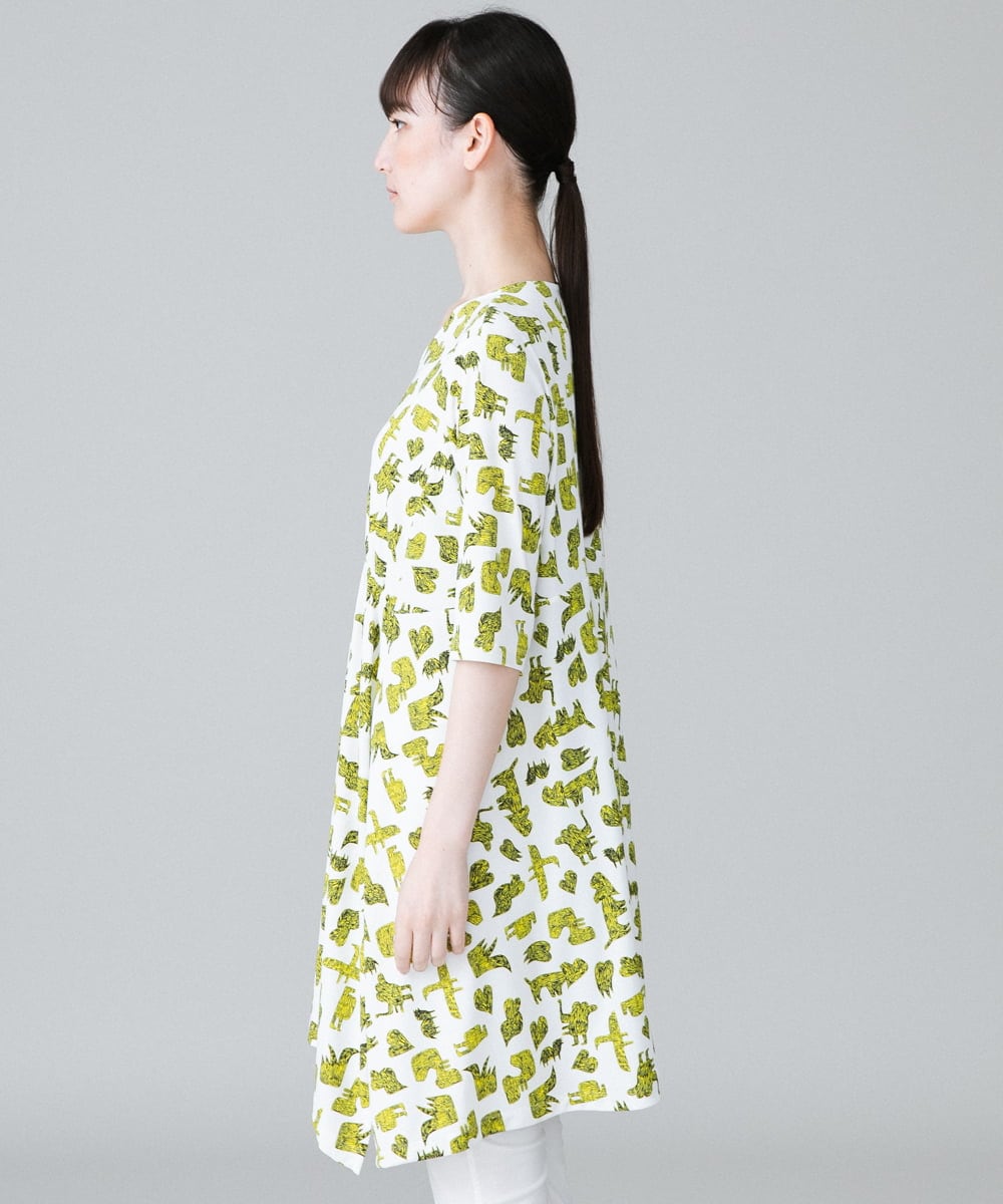 RHPHW30450 HIROKO KOSHINO(ヒロココシノ) コレクションデザインプリントチュニック /日本製/洗える ホワイト