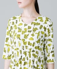 RHPHW30450 HIROKO KOSHINO(ヒロココシノ) コレクションデザインプリントチュニック /日本製/洗える ホワイト