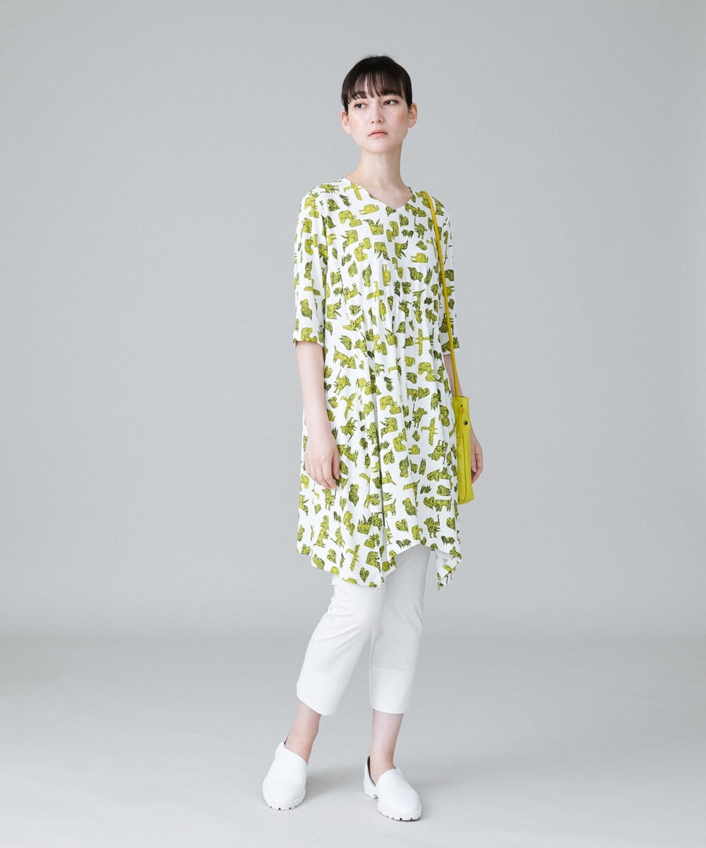 RHPHW30450 HIROKO KOSHINO(ヒロココシノ) コレクションデザインプリントチュニック /日本製/洗える ホワイト