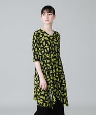 RHPHW30450 HIROKO KOSHINO(ヒロココシノ) コレクションデザインプリントチュニック /日本製/洗える ブラック
