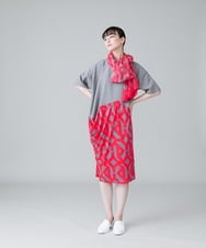 RHPHX35540 HIROKO KOSHINO(ヒロココシノ) イレギュラータック幾何プリントワンピース /日本製/洗える ベージュ
