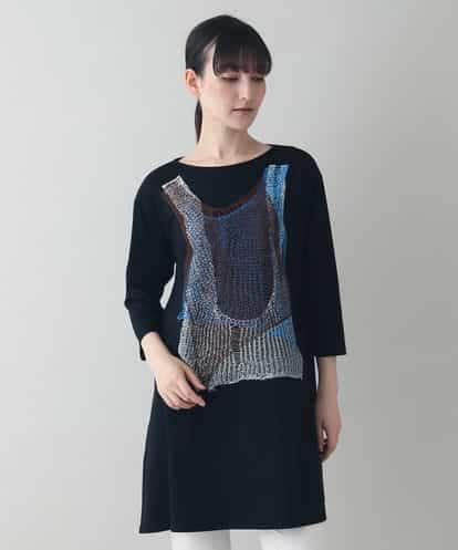 RHPIW45420 HIROKO KOSHINO パッチワーク柄Aラインチュニックカットソー /日本製/洗える
