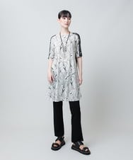 RHPJB20590 HIROKO KOSHINO(ヒロココシノ) 線画プリントチュニック/日本製/洗える ブラック