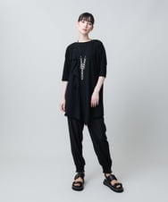 RHPJB23450 HIROKO KOSHINO(ヒロココシノ) ドレープフリルアシンメトリーカットチュニック /日本製/洗える ブラック