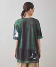 RHPJB24490 HIROKO KOSHINO(ヒロココシノ) モチーフプリントチュニック丈カットソー /日本製/洗える グリーン