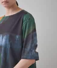 RHPJB24490 HIROKO KOSHINO(ヒロココシノ) モチーフプリントチュニック丈カットソー /日本製/洗える グリーン
