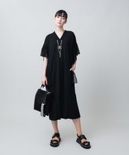RHPJB25720 HIROKO KOSHINO(ヒロココシノ) 【UVカット/遮熱性】ウイングスリーブジャージーワンピース /日本製/洗える ブラック