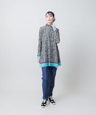 RHPJE24490 HIROKO KOSHINO(ヒロココシノ) アニマルボーダープリントデザインチュニック /日本製/洗える ブラック