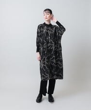 RHPJE25790 HIROKO KOSHINO(ヒロココシノ) アラベスク刺繍デザインチュールチュニック /日本製/洗える ブラック