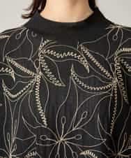 RHPJE25790 HIROKO KOSHINO(ヒロココシノ) アラベスク刺繍デザインチュールチュニック /日本製/洗える ブラック