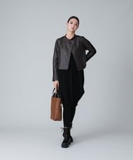 RHPJT11630 HIROKO KOSHINO(ヒロココシノ) 【日本製】異素材ジョイントコクーンシルエットワンピース グリーン