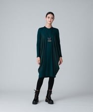 RHPJT11630 HIROKO KOSHINO(ヒロココシノ) 【日本製】異素材ジョイントコクーンシルエットワンピース グリーン