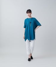 RHPJW53360 HIROKO KOSHINO(ヒロココシノ) パイピングデザインチュニックカットソー/日本製/洗える ブルー