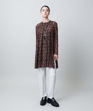 RHPLB55490 HIROKO KOSHINO(ヒロココシノ) 小花モチーフプリントチュールチュニック/日本製/洗える ブラウン