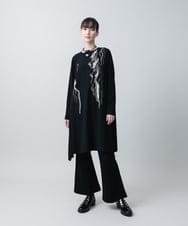 RHPLX02630 HIROKO KOSHINO(ヒロココシノ) モチーフプリントジャージーチュニック/日本製/洗える ブラック