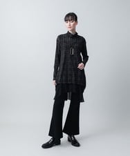 RHPLX54540 HIROKO KOSHINO(ヒロココシノ) シアーチェックレイヤードヘムチュニック /日本製/洗える ブラック
