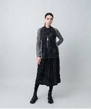 RHQAF02450 HIROKO KOSHINO(ヒロココシノ) チェック柄フレアスカート/日本製/洗える グレー