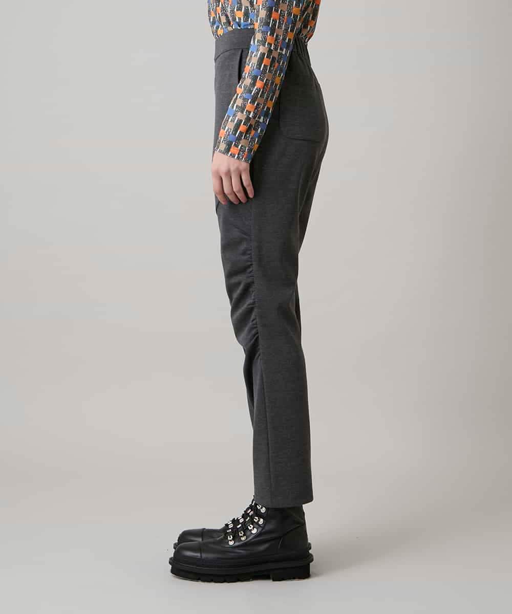 RHQAF65380 HIROKO KOSHINO(ヒロココシノ) ギャザーアクセント切り替えデザインパンツ/日本製/洗える ダークグレー