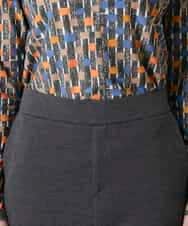 RHQAF65380 HIROKO KOSHINO(ヒロココシノ) ギャザーアクセント切り替えデザインパンツ/日本製/洗える ダークグレー