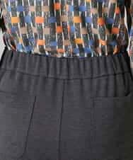 RHQAF65380 HIROKO KOSHINO(ヒロココシノ) ギャザーアクセント切り替えデザインパンツ/日本製/洗える ダークグレー