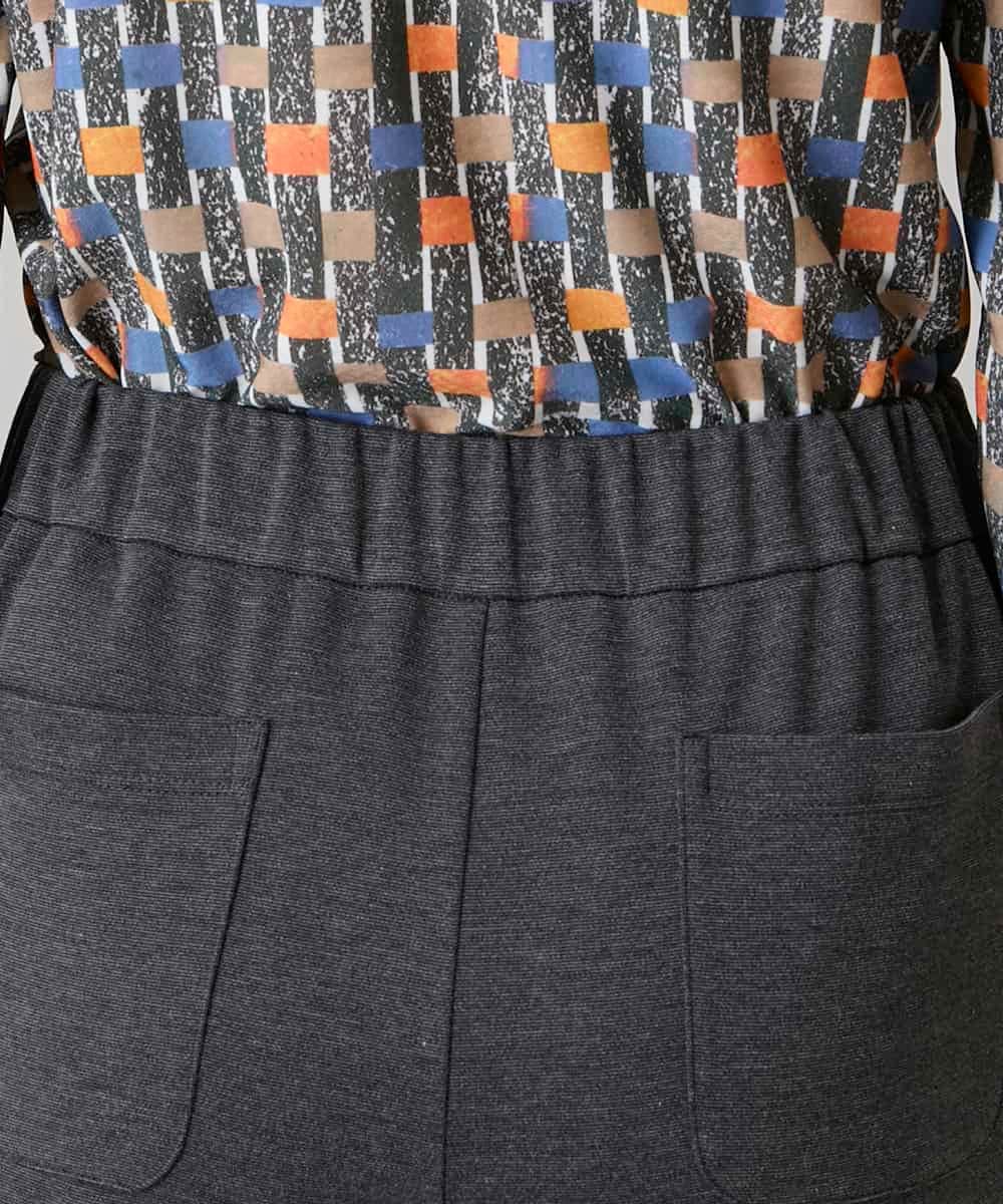 RHQAF65380 HIROKO KOSHINO(ヒロココシノ) ギャザーアクセント切り替えデザインパンツ/日本製/洗える ダークグレー