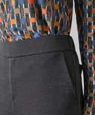 RHQAF65380 HIROKO KOSHINO(ヒロココシノ) ギャザーアクセント切り替えデザインパンツ/日本製/洗える ダークグレー