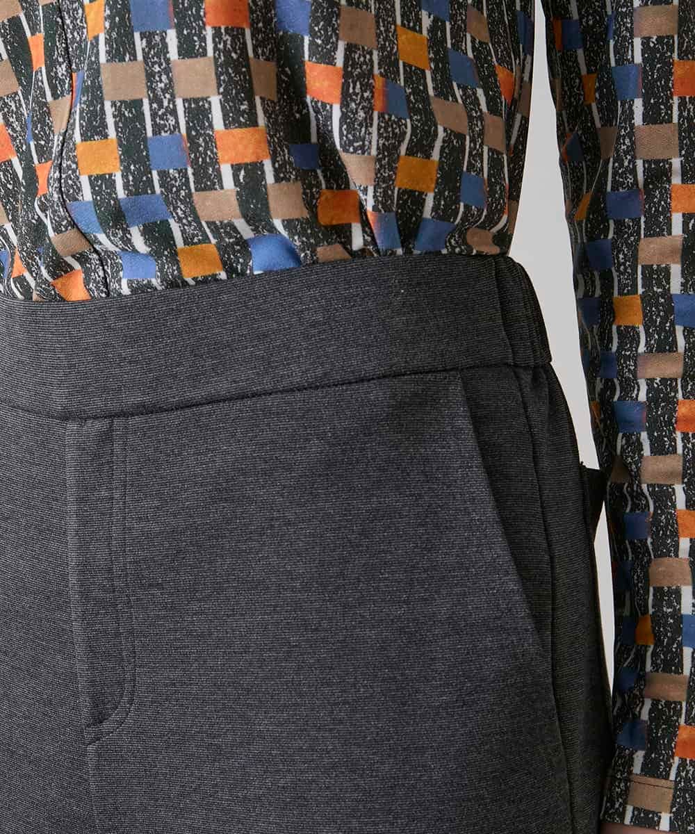 RHQAF65380 HIROKO KOSHINO(ヒロココシノ) ギャザーアクセント切り替えデザインパンツ/日本製/洗える ダークグレー