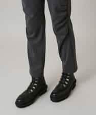 RHQAF65380 HIROKO KOSHINO(ヒロココシノ) ギャザーアクセント切り替えデザインパンツ/日本製/洗える ダークグレー