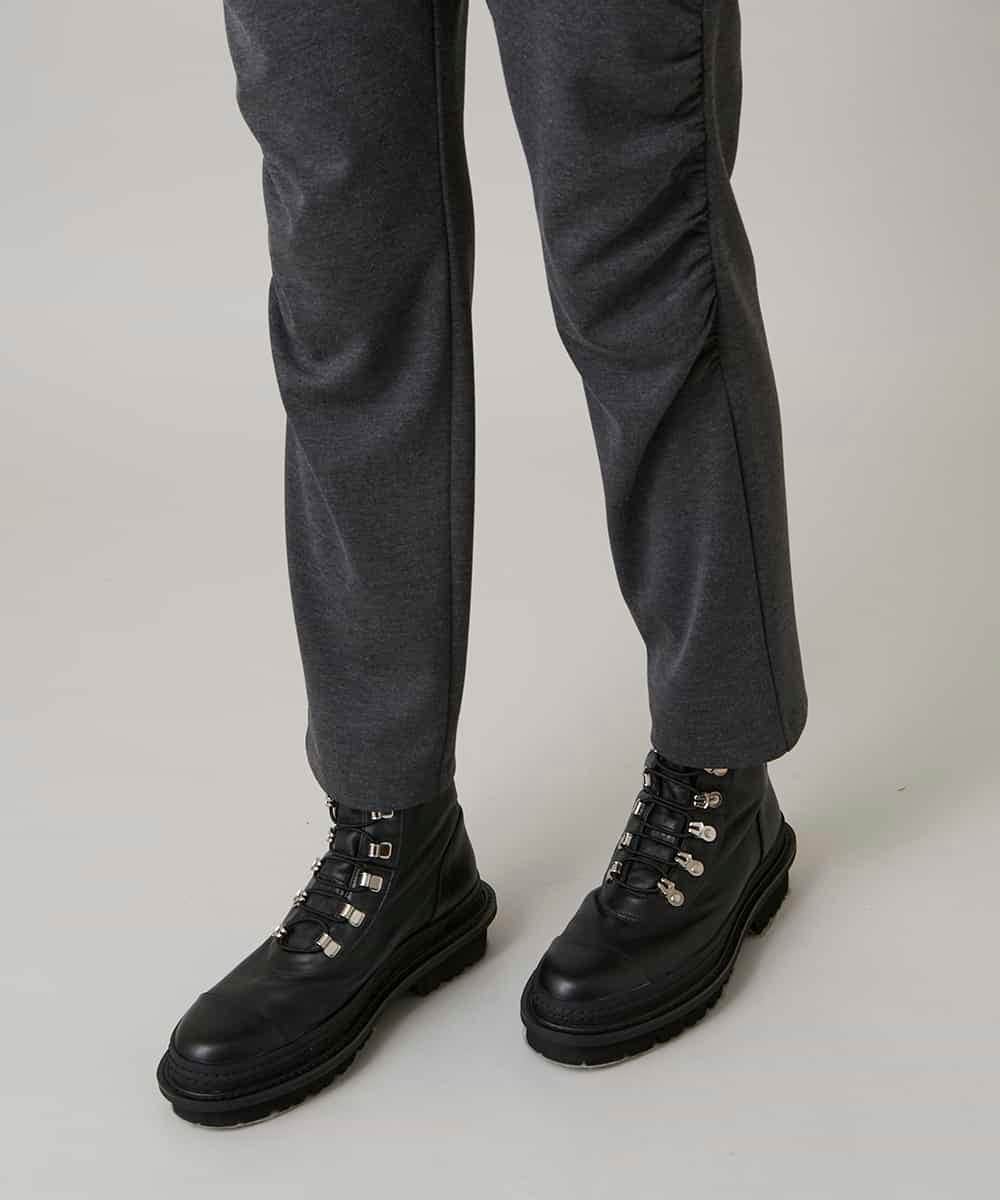 RHQAF65380 HIROKO KOSHINO(ヒロココシノ) ギャザーアクセント切り替えデザインパンツ/日本製/洗える ダークグレー