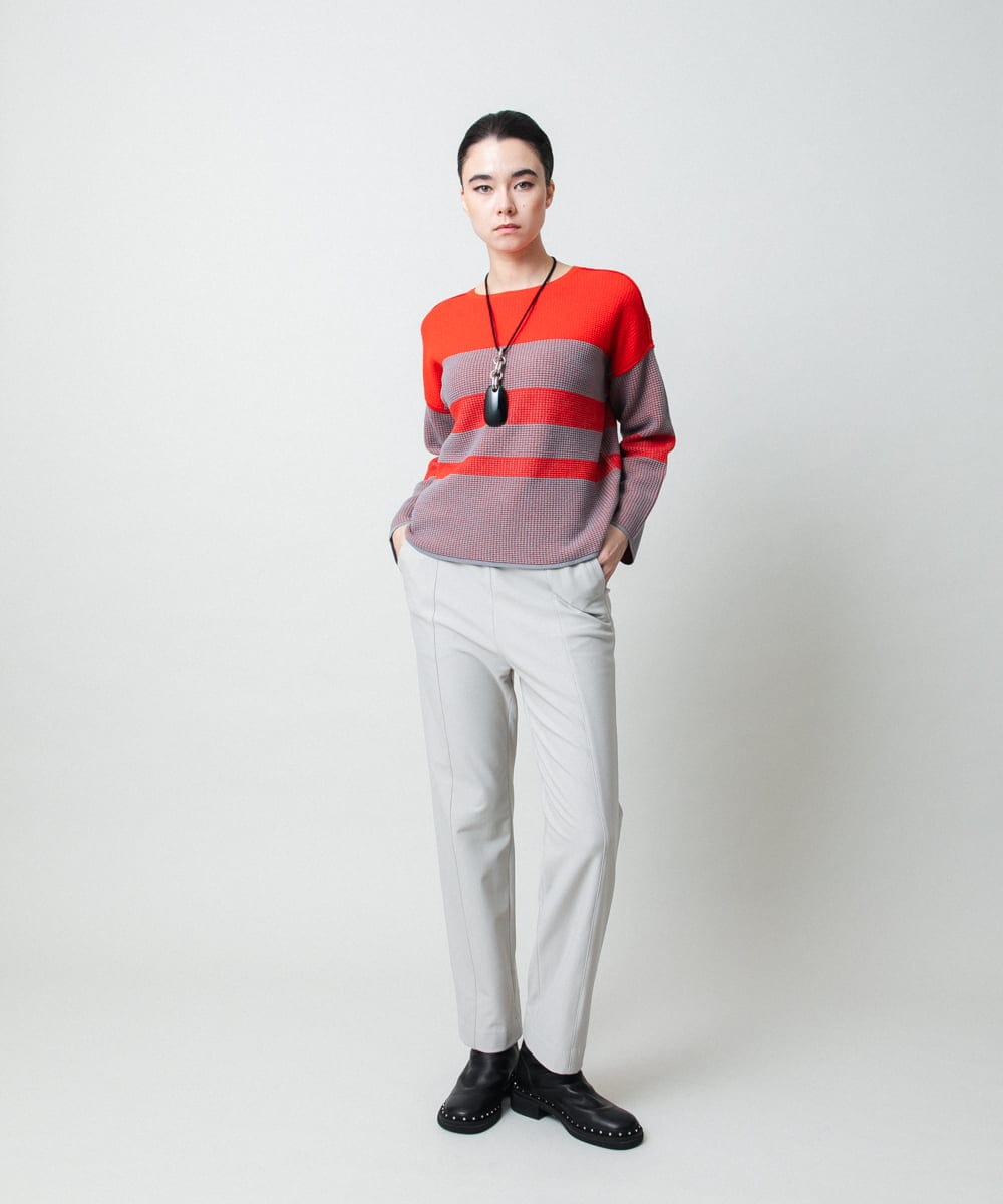 RHQCD31390 HIROKO KOSHINO(ヒロココシノ) ピンタックテーパードパンツ/日本製 ライトグレー