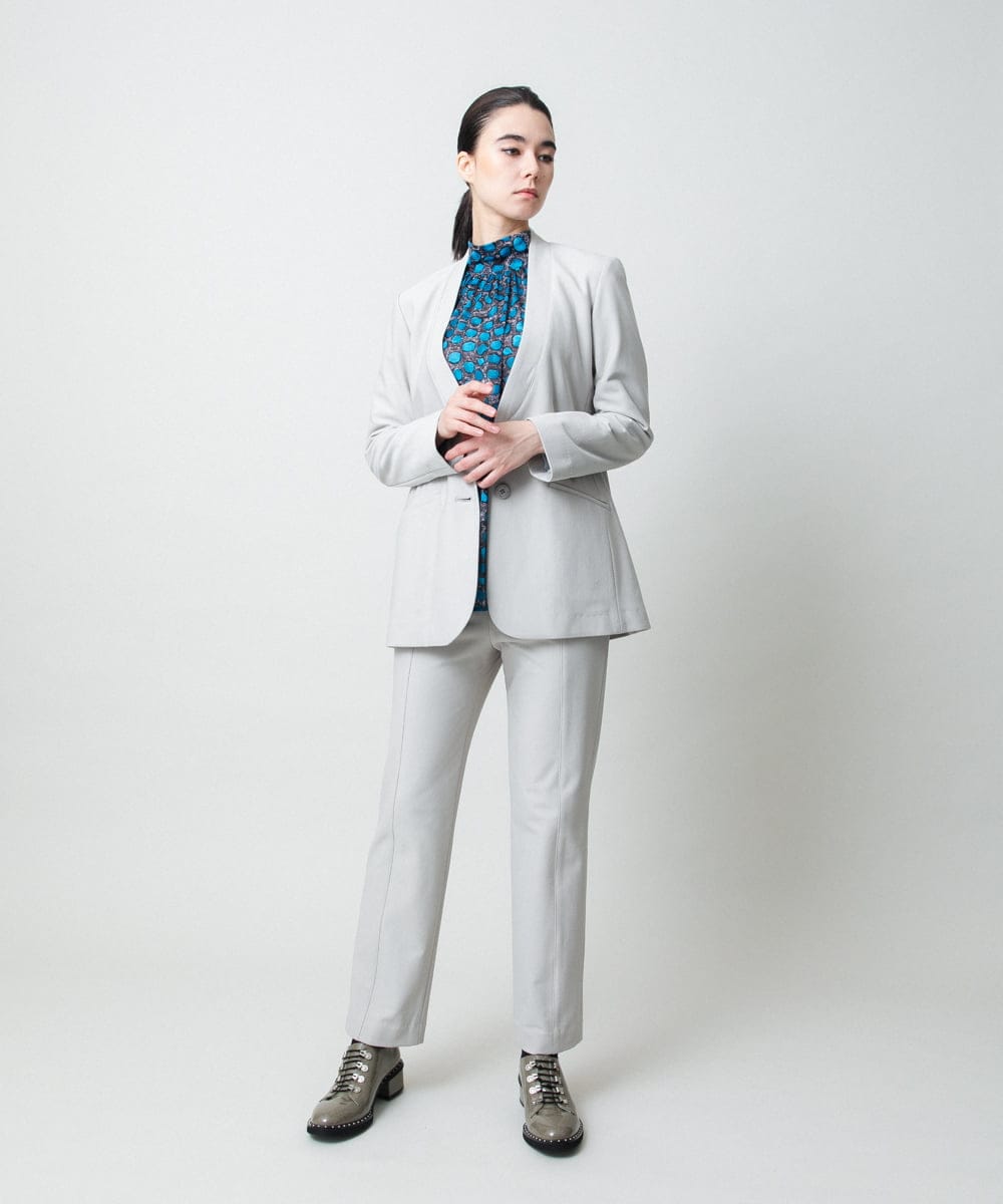 RHQCD31390 HIROKO KOSHINO(ヒロココシノ) ピンタックテーパードパンツ/日本製 ライトグレー