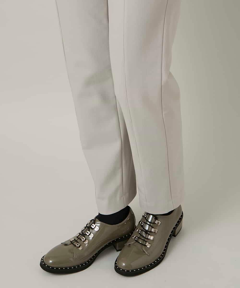 RHQCD31390 HIROKO KOSHINO(ヒロココシノ) ピンタックテーパードパンツ/日本製 ライトグレー