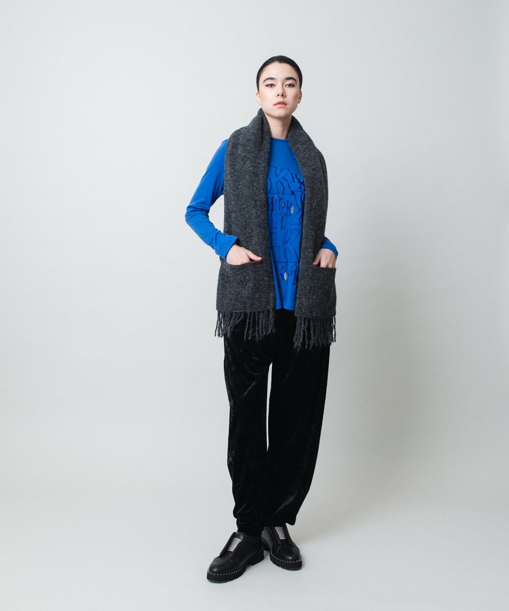 RHQCD33390 HIROKO KOSHINO(ヒロココシノ) ベロアジャージーコクーンパンツ/日本製/洗える ブラック