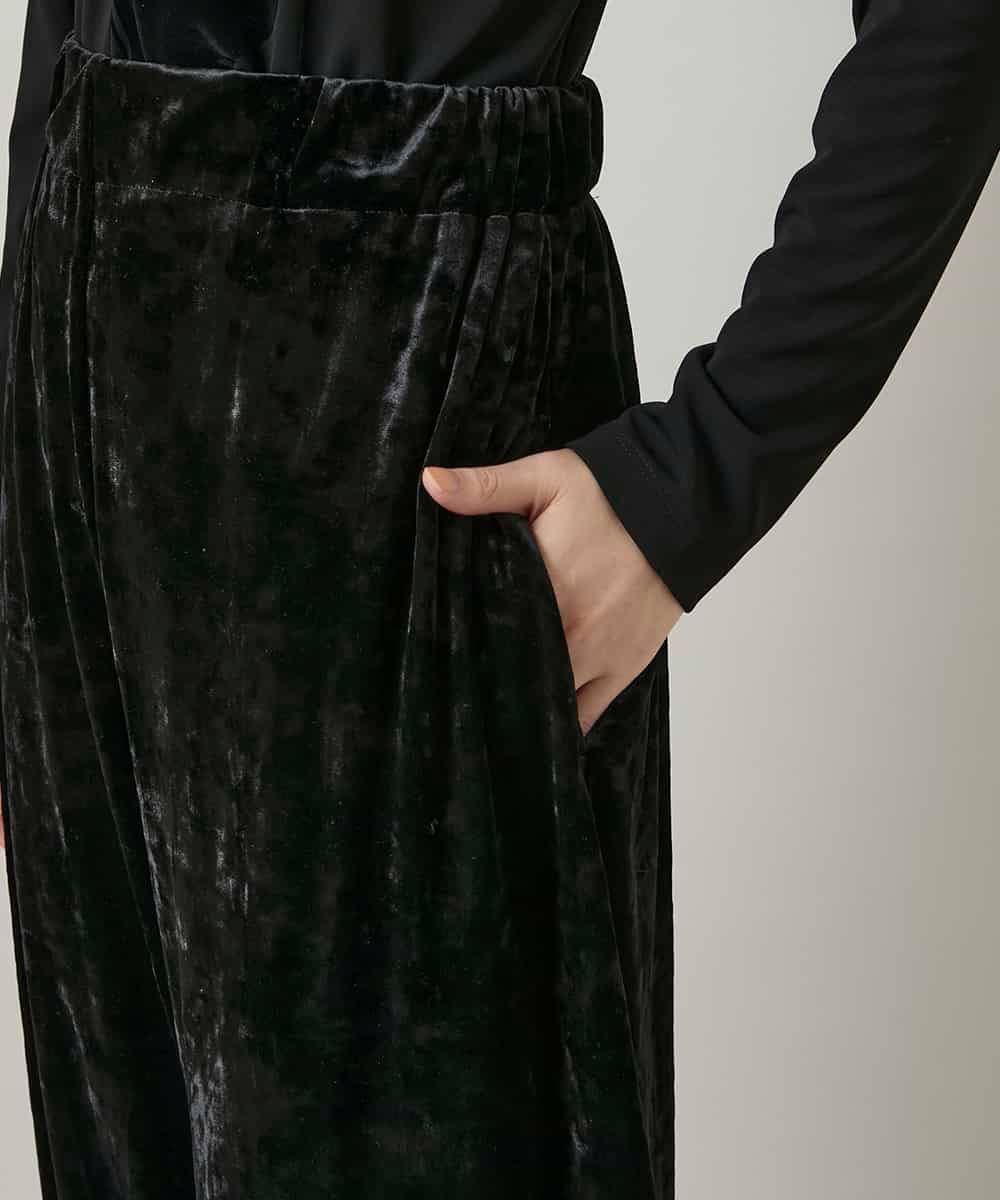 RHQCD33390 HIROKO KOSHINO(ヒロココシノ) ベロアジャージーコクーンパンツ/日本製/洗える ブラック