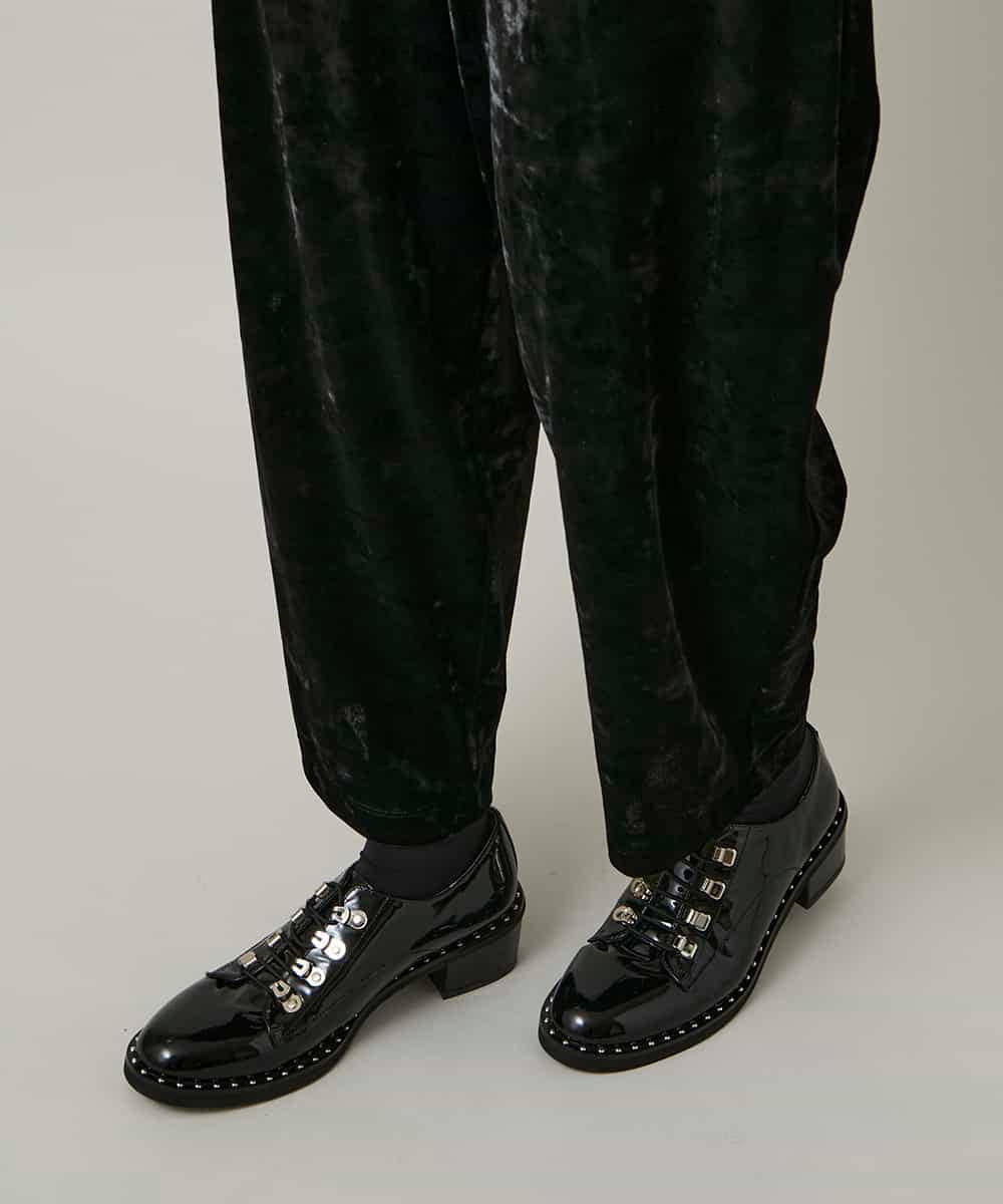 RHQCD33390 HIROKO KOSHINO(ヒロココシノ) ベロアジャージーコクーンパンツ/日本製/洗える ブラック