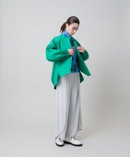 RHQEA32430 HIROKO KOSHINO(ヒロココシノ) オーバーラップデザインロングパンツ /日本製/洗える ブラック