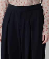 RHQED55490 HIROKO KOSHINO(ヒロココシノ) ジョーゼットジャージータックワイドパンツ /日本製/洗える ブラック