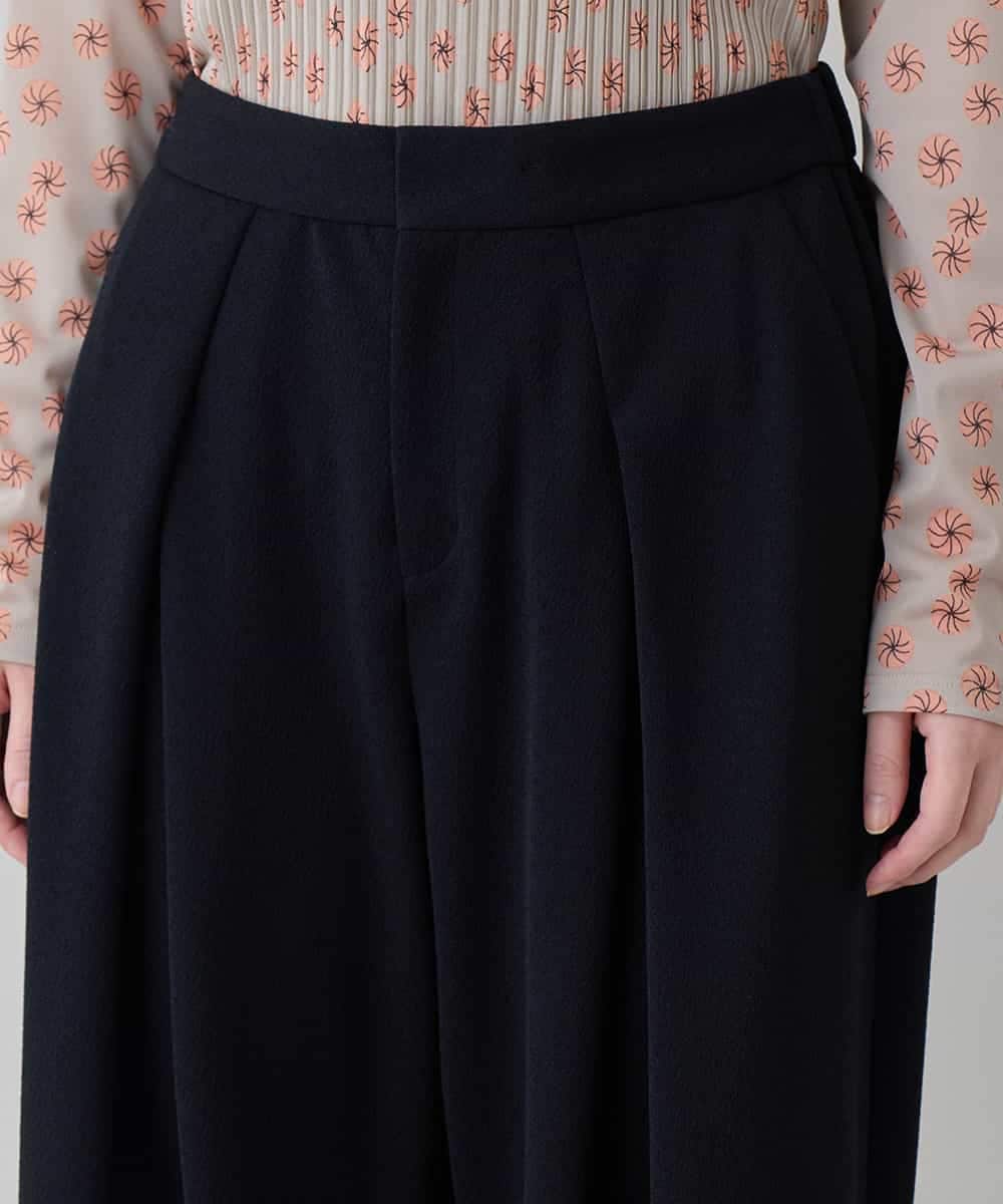 RHQED55490 HIROKO KOSHINO(ヒロココシノ) ジョーゼットジャージータックワイドパンツ /日本製/洗える ブラック