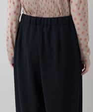 RHQED55490 HIROKO KOSHINO(ヒロココシノ) ジョーゼットジャージータックワイドパンツ /日本製/洗える ブラック