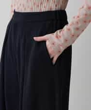 RHQED55490 HIROKO KOSHINO(ヒロココシノ) ジョーゼットジャージータックワイドパンツ /日本製/洗える ブラック