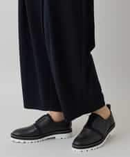 RHQED55490 HIROKO KOSHINO(ヒロココシノ) ジョーゼットジャージータックワイドパンツ /日本製/洗える ブラック