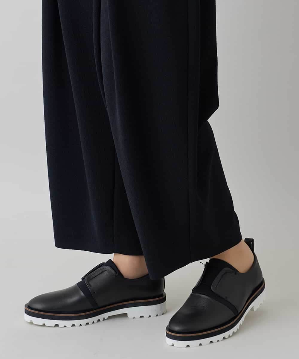 RHQED55490 HIROKO KOSHINO(ヒロココシノ) ジョーゼットジャージータックワイドパンツ /日本製/洗える ブラック