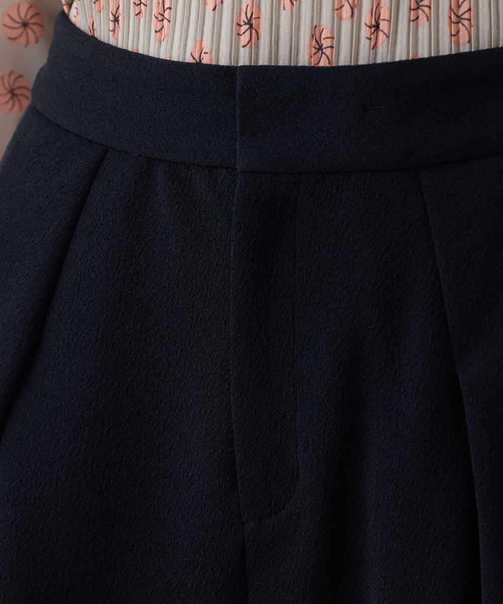 RHQED55490 HIROKO KOSHINO(ヒロココシノ) ジョーゼットジャージータックワイドパンツ /日本製/洗える ブラック